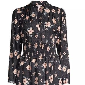 NWT Rebecca Taylor "Daniella" Long-Sleeve Floral Silk-Blend Dress Size 10